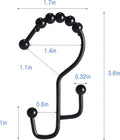 Shower Curtain Hooks, 12 Pcs Double Shower Curtain Hooks Rings, Black Shower Curtain Hooks Rust Proof, Stainless Steel Bathroom Shower Hooks for