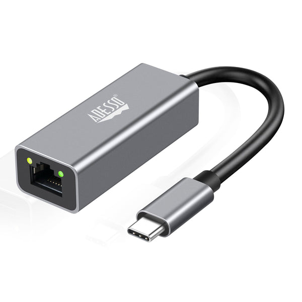 Adesso AUH-5000 USB-C to Ethernet Network Adapter - Gigabit Speed, Aluminum Alloy Case, LED Indicator, Plug & Play, Compatible with Windows, Mac
