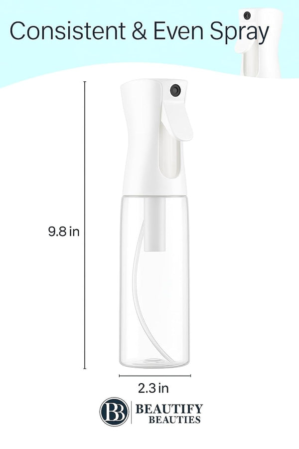 Beautifybeauties Spray Bottle for Hair â Continuous Mister Spray Bottle for Hairstyling, Cleaning, Plants, Pets, Barbers, Salons, Essential Oil