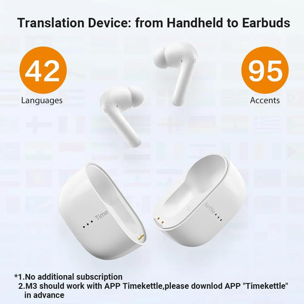 Timekettle M3 Language Translator Earbuds, Two-Way Translator Device with APP for 40 Languages and 13 Offline Translation Packs, Fast Reaction