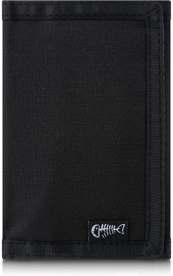 Men’S Nylon Trifold RFID Wallet with ID Window, Slim Security Wallet for Card Cash Holder, Modern Fashion Stylish Wallet Gifts for Teen Boys and Men, One Size -Black