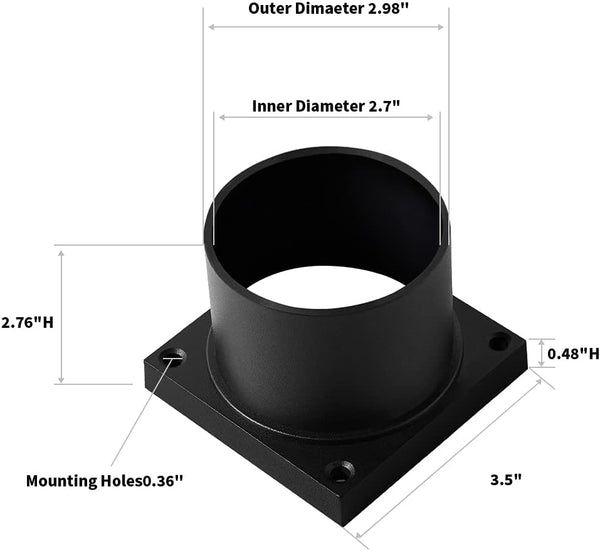 Pier Mount Adapter,Post Light Base for 3" Post Light Fixtures,Parts Kits Included, Matte Black
