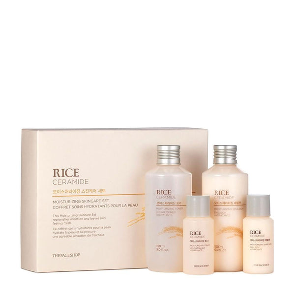 The Face Shop Rice Ceramide Moisturizing Skincare Set - Toner & Moisturizer, Korean Skin Care with Rice Water, Gift Set, Travel Size, Hydrating