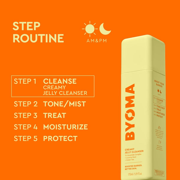 BYOMA Creamy Jelly Cleanser - Hydrating Facial Cleanser for Skin Barrier Repair -Tri-Ceramide Face Wash for Sensitive Skin & All Skin Types -