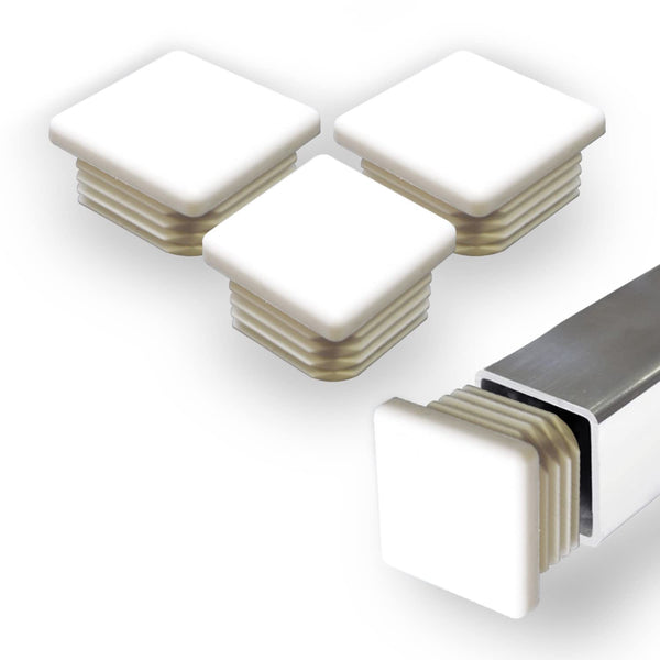 Prescott Plastics 1" Inch Square Plastic Plug Insert (10 Pack), White End Cap for Metal Tubing, Fence, Chair Glide Insert for Pipe Post and Furniture