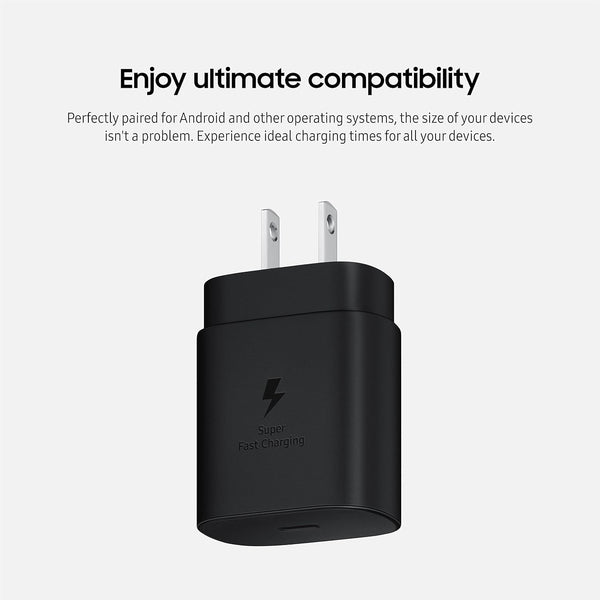 Samsung 25W PD Wall Charger USB C Adapter, Super Fast Charging Block for Galaxy Phones and Devices (EP-T2510), 100-240V, Cable Not Included, (Black)