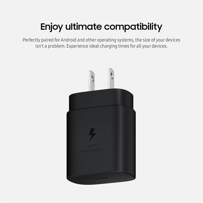 Samsung 25W PD Wall Charger USB C Adapter, Super Fast Charging Block for Galaxy Phones and Devices (EP-T2510), 100-240V,
