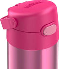 THERMOS FUNTAINER Water Bottle with Straw - 12 Ounce - Kids Stainless Steel Vacuum Insulated Water Bottle with Lid, Pink