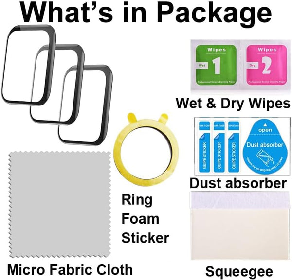 3D Smart Watch Screen Protectors Compatible with Jeejtek OYV TGW101 1.83â, and Faweio IDW26 1.83â, 3 Piece, Full Coverage