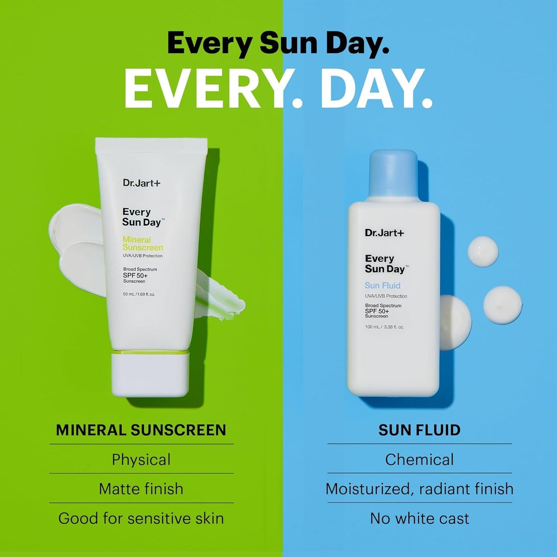 Dr.Jart+ Every Sun Day Mineral Korean Sunscreen SPF 50+ for Face | Korean Skin Care | Travel Size, 1.69 Fl Oz