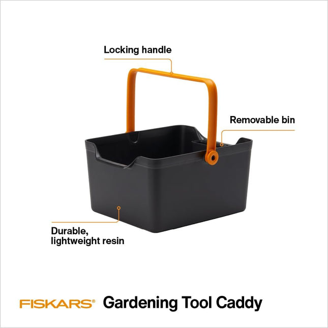 Fiskars Garden Tool Caddy with Removable Small Tool Storage for Indoor and Outdoor Gardening Use, Made with Recycled Pla