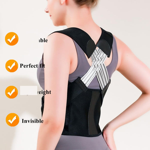 WEEOATAR Upper Back Brace Posture Corrector Posture Trainer, Breathable, Adjustable, Easy to Use with Magic Stickers, 4 Back Straps Back