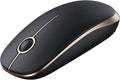 Vssoplor Wireless Mouse, 2.4G Slim Portable Computer Mice with Nano Receiver for Notebook, PC, Laptop, Computer (Black and Gold)