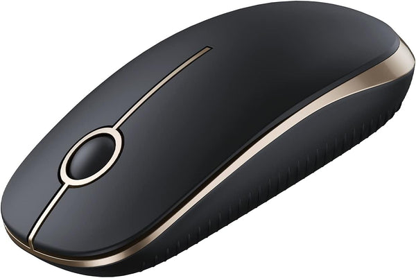 Vssoplor Wireless Mouse, 2.4G Slim Portable Computer Mice with Nano Receiver for Notebook, PC, Laptop, Computer (Black and Gold)