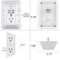Wall Charger, Surge Protector, QINLIANF 5 Outlet Extender with 4 USB Charging Ports (4.8A Total) 3-Sided 1680J Power Strip Multi Plug Adapter