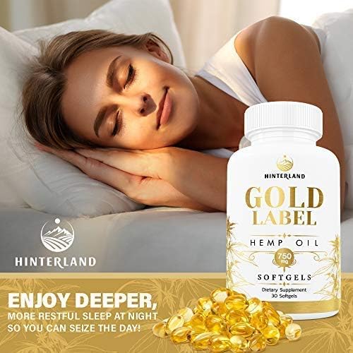 Hinterland Gold Label Hemp Oil Softgels, 25Mg Capsules for Wellness, Organic USA Grown Hemp, 30 Count