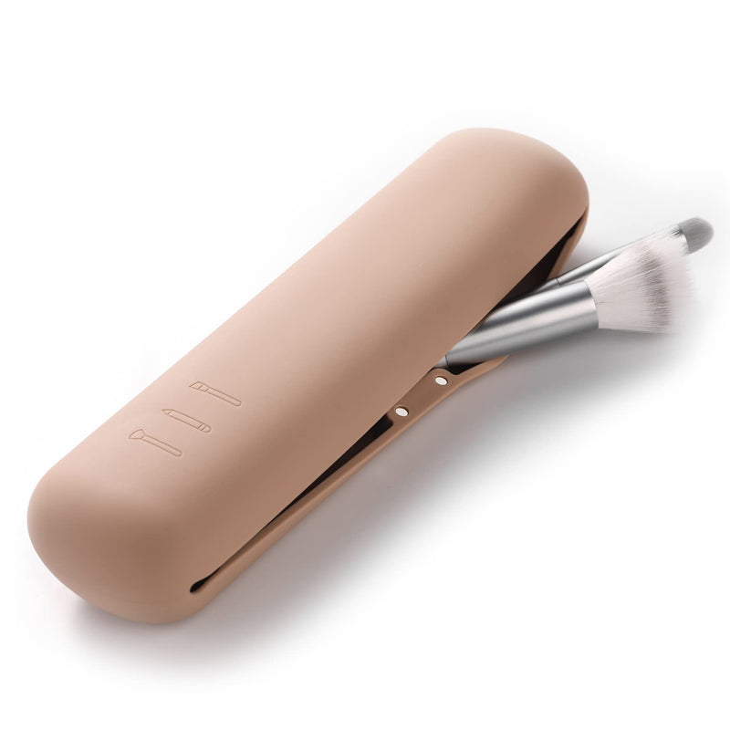 FERYES Large Travel Makeup Brush Holder, Magnetic Anti-Fall Out Silicon Portable Cosmetic Face Brushes Holder, Soft and Sleek Makeup Tools