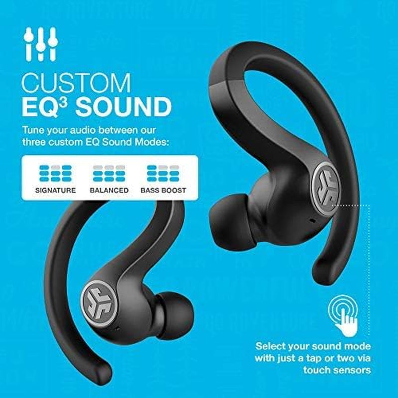 Jlab Jbuds Air Sport True Wireless Bluetooth Earbuds + Charging Case, Black, IP66 Sweat Resistance, Class 1 Bluetooth 5.0 Connection, 3 EQ Sound Settings Jlab Signature, Balanced, Bass Boost