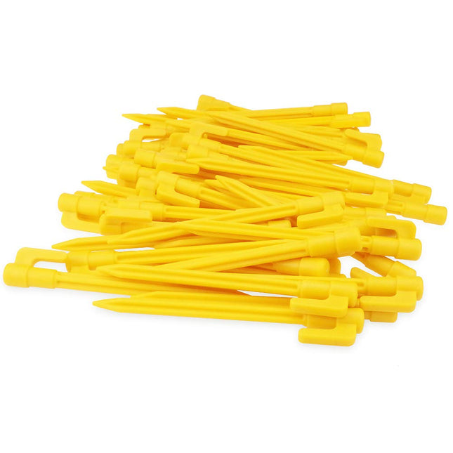 60 Pack Plastic Tent Pegs Garden Landscape Stakes 5.7 Inch for Anchoring Garden Netting, Camping Tents, Rain Tarps and L