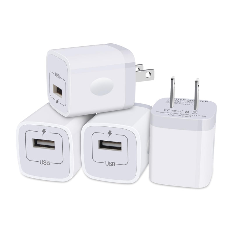 Iphone Charger Block, Plug in Phone Charger, Sicodo 4Pack Single Port USB Wall Charge Fast Charging Adapter Cube Box for Iphone 16 15 14 13