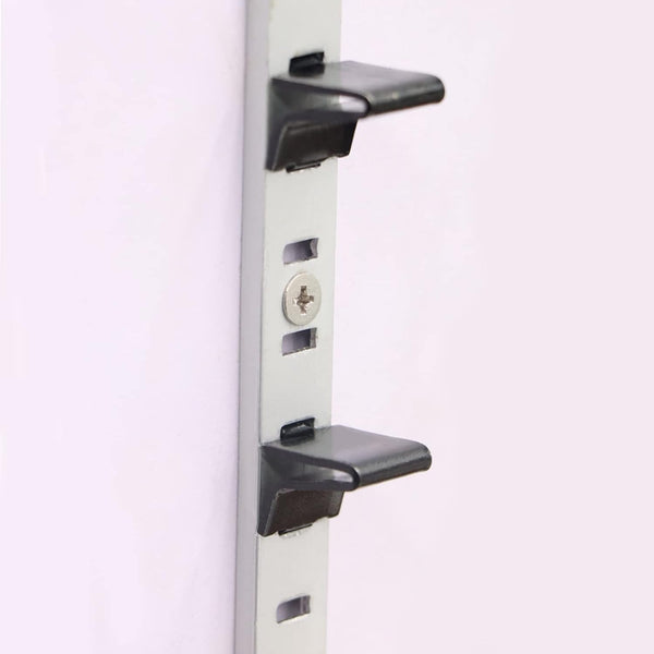 Adjustable Steel Pilaster Shelf Clip Support, Shelving Bracket Clips for Metal and Wood Shelves (14, Black)