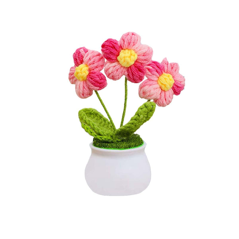 Cute Crochet Flowers for Mom,Handmade Knitted DIY Décor for Car Office Desk & Home Décor,Valentines Birthday Gifts for Women and Coworkers,