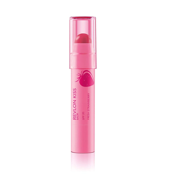 Revlon Kiss Tinted Lip Balm with SPF 20, Hydrating, Flavored, Infused with Natural Fruit Oils, 025 Fresh Strawberry, 0.09 Oz