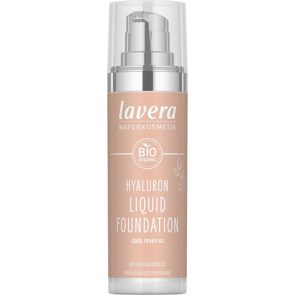 Lavera Hyaluron Liquid Foundation - Cool Ivory 02 - Foundation Make up with Hyaluron & Almond Oil for a Flawless Complexion - Face Make up - PETA