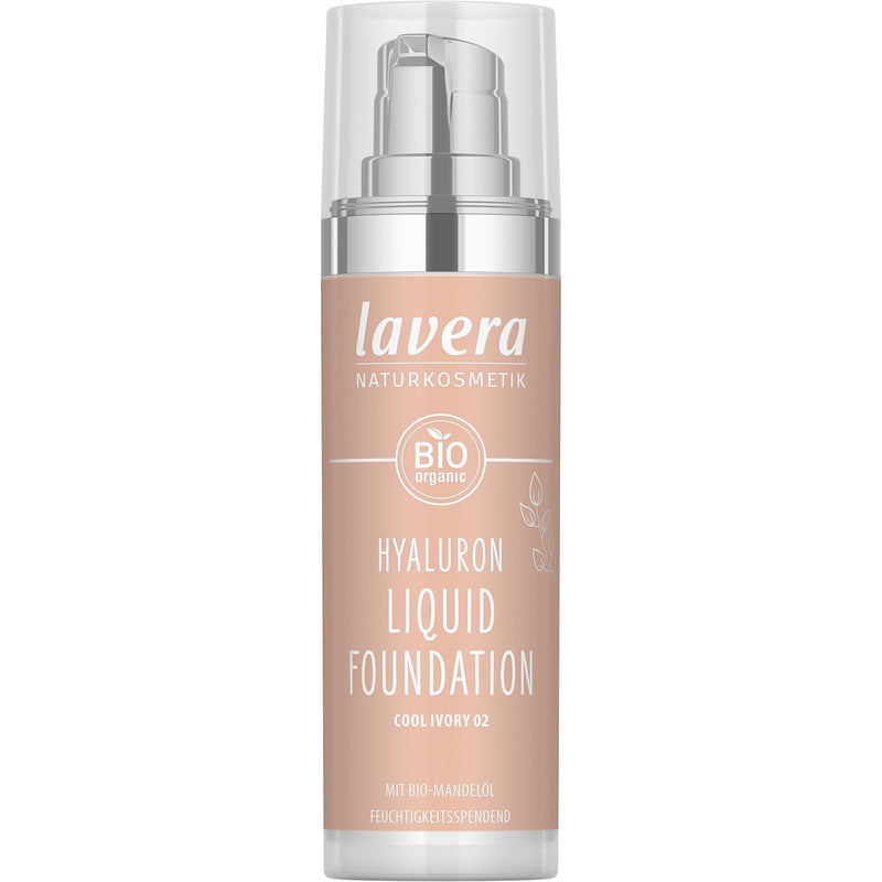 Lavera Hyaluron Liquid Foundation - Cool Ivory 02 - Foundation Make up with Hyaluron & Almond Oil for a Flawless Complexion - Face Make up - PETA