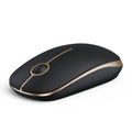 Vssoplor Wireless Mouse, 2.4G Slim Portable Computer Mice with Nano Receiver for Notebook, PC, Laptop, Computer (Black and Gold)