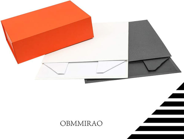 Upgrade 5PCS 13x9x4 Inch Orange Hard Large Gift Box with Lid, Foldable Magnetic Gift Boxes,Groomsman Box bridesmaid proposal box, Reusable Gift