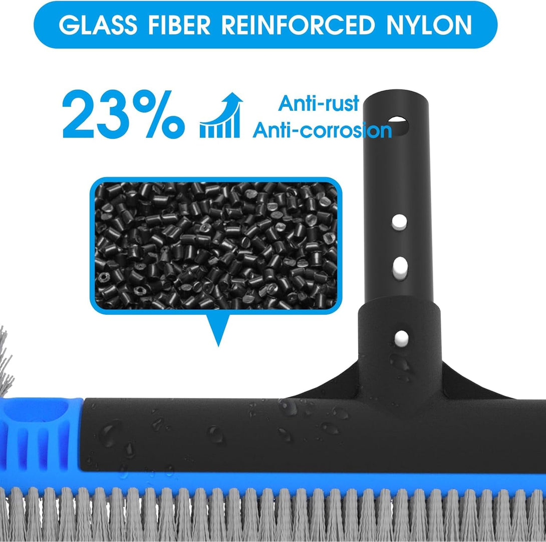 20'' 2 in 1 Pool Brush Head Cobweb Duster Heavy Duty Pool Cleaning Detachable round Brush with EZ Clip & Wavy Nylon Bristles for Inground Pool & Above-Ground Pool (Without Pole)