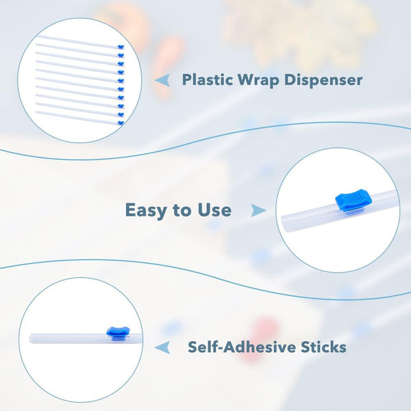 DICOSMETIC 10Pcs Plastic Slider Cutter 12 Reusable Cling Film Slide Cutter Self-Adhesive Slide Cutter Replacement Food Wrap Cutter Wrap Dispenser