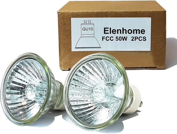 120V 50W GU10 Bulb for Candle Warmer Lamp, 2Pcs Gu10+C Dimmable 2800K Warm White Halogen Light Bulbs 2 Pin, Wax Burner Light Bulb, Full Glass Cover Reflector Track & Recessed Light Bulbs