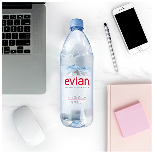 Evian Natural Spring Water , Naturally Filtered Spring Water in Large Bottles 33.81 Fl Oz (Pack of 6)
