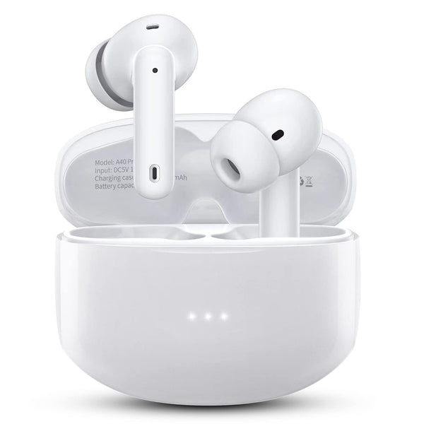 A40 Pro Wireless Earbuds, 50Hrs Playtime Bluetooth Earbuds Built in Noise Cancellation Mic with Charging Case, Bluetooth Headphones with Stereo