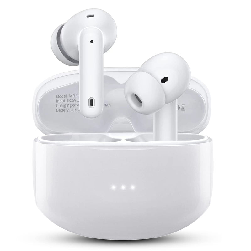 A40 Pro Wireless Earbuds, 50Hrs Playtime Bluetooth Earbuds Built in Noise Cancellation Mic with Charging Case, Bluetooth Headphones with Stereo