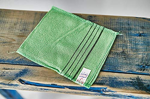 9Pcs Genuine Korean/Asian Exfoliating Bath Washcloth, Skin Massage (Green 6Pcs, Red 3Pcs) Genuine Korean Italy Towel, Removing Dry, Dead Skin
