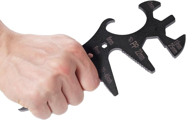 Multifunction Combination Wrench, Steel Black Maintenance Tools with Open Gearwrench and Bucket Opener, 6,8,10,12,17,19,22-40Mm Wrench for Nut