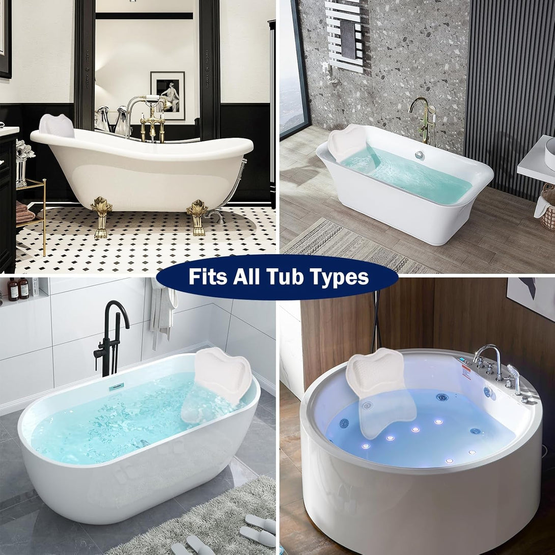 Bathtub Pillows Bath Pillow Luxury Bathtub Pillows for Back and Neck Support Soft & Comfortable Bath Pillows for Tub 4D Air Mesh Fabric 6 Non-Slip Suction Cups Bathtub Accessories Spa Gifts for Women