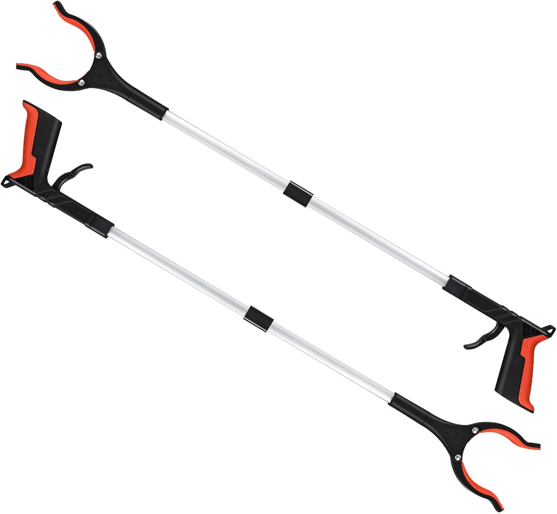 2025 Upgrade Grabber Reacher Tool, 360° Rotating Head, Wide Jaw, 32" Foldable, Trash Claw Grabbers for Elderly, Reaching Tool for Trash Pick up Stick, Litter Picker, Arm Extension (Orange3)