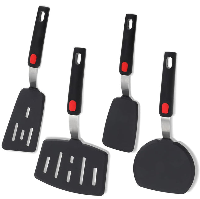 Silicone Spatula Turner, 4-Pack Spatulas 600Â°F Heat Resistant Set for Nonstick Cookware, Kitchen Cooking Utensils BPA F