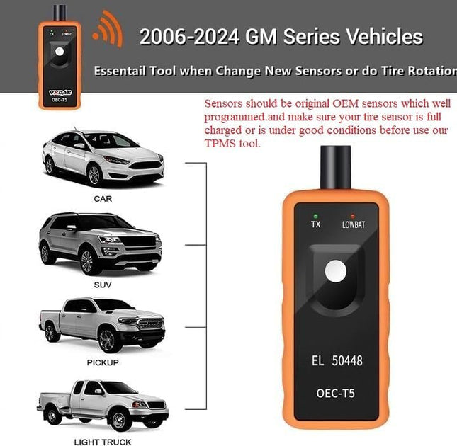 VXDAS TPMS Relearn Tool for GM Tire Sensor TPMS Reset Tool Tire Pressure Monitor System Activation Tool OEC-T5 for GM Bu