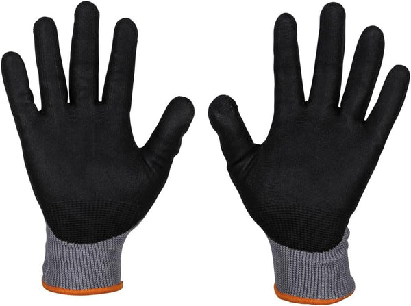 Klein Tools 60589 Work Gloves, Knit Dipped Cut Resistant ANSI A4 Nitrile Coated Gloves, HPPE Fabric, Touchscreen Capable Fingertips, Large, 2-Pair
