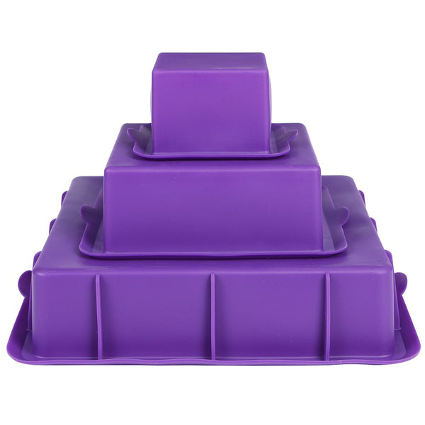 Webake Square Cake Pan Set Silicone Cake Mold Baking Pans for 3 Tier Cake Layer Tin, 9 Inch, 6 Inch, 3 Inch for Birthday Wedding Anniversary