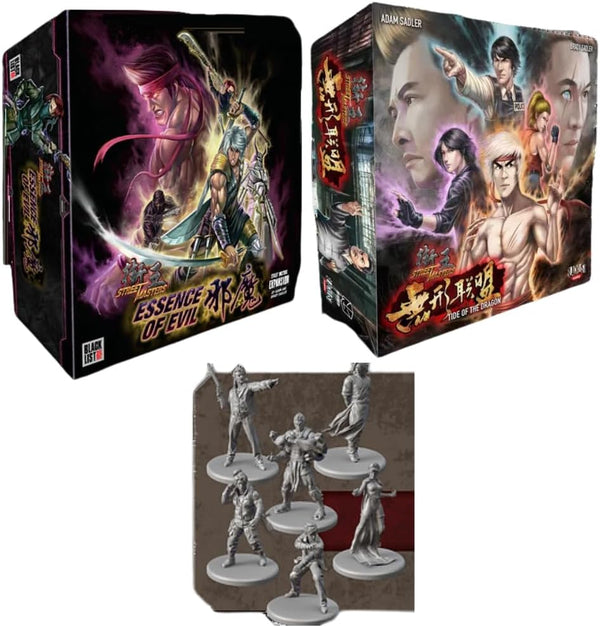 Blacklist Games Street Masters Board Game Bundle: Essence of Evil Expansion, Tide of the Dragon Expansion, and Boss Minis Pack 1 (58 Miniatures)