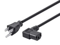 Monoprice 6Ft 14AWG Right Angle Power Cord Cable W/ 3 Conductor PC Power Connector Socket (C13/5-15P) - Black