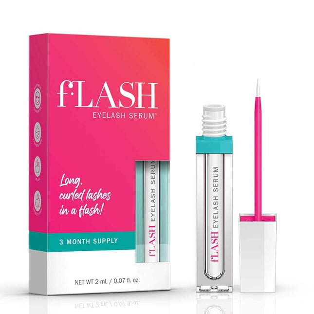 fLASH Eyelash Serum for Long, Curled Natural Lashes - Enhances & Strengthens, Safe & Effective Formula for Contact Weare