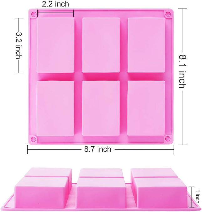 TDHDIKE 3 Pack Silicone Soap Molds(Blue & Pink & Green), 6 Cavities Silicone Baking Mold DIY Handmade Soap Making, Muffi