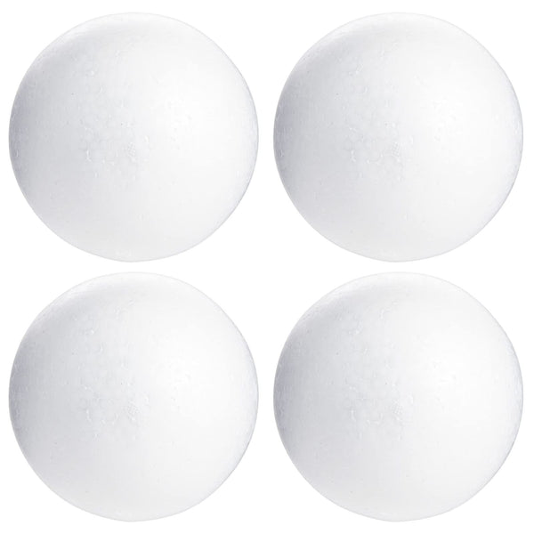 Bright Creations 5 Inch Foam Balls for Crafts - 4 Pack round White Polystyrene Foam Balls for Ornaments, DIY Projects, and Craft Modeling